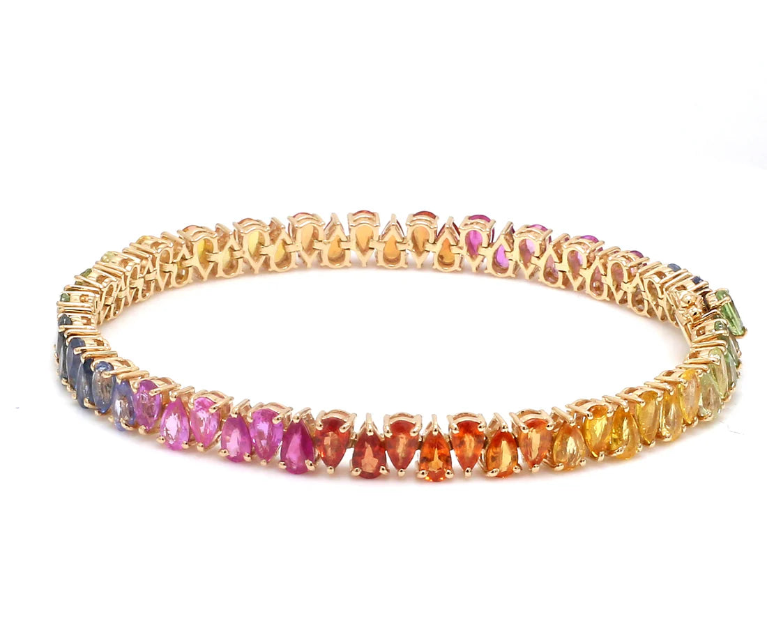 Rainbow Sapphire Pear Upside Down Tennis Bracelet