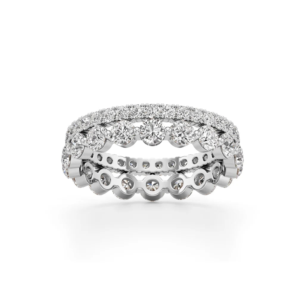 Double Row Pave & Bezel Set Diamond Eternity Band