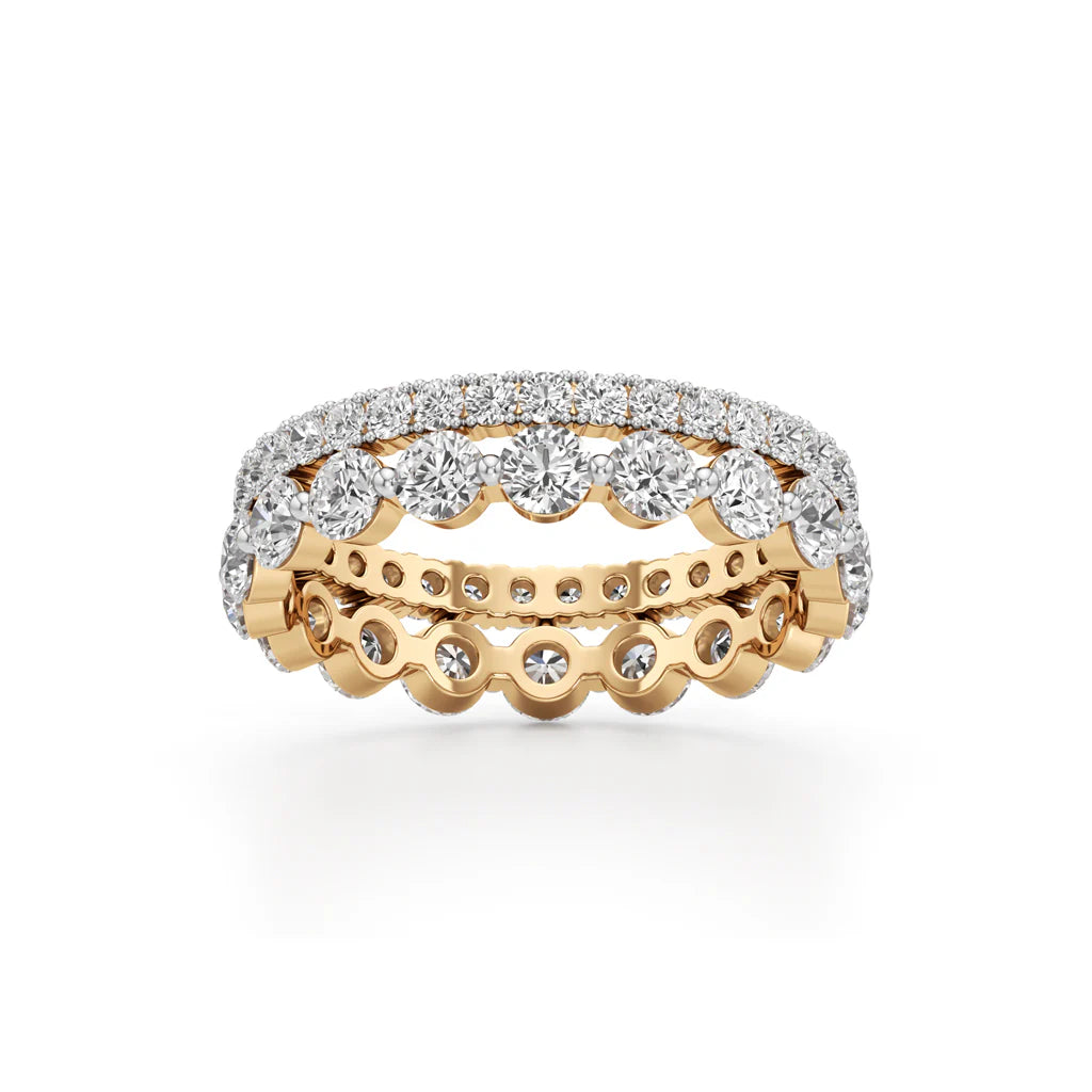 Double Row Pave & Bezel Set Diamond Eternity Band