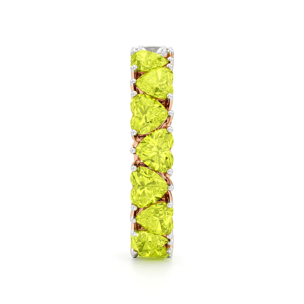 Dual-Tone Heart & Radiant Cut Eternity Band