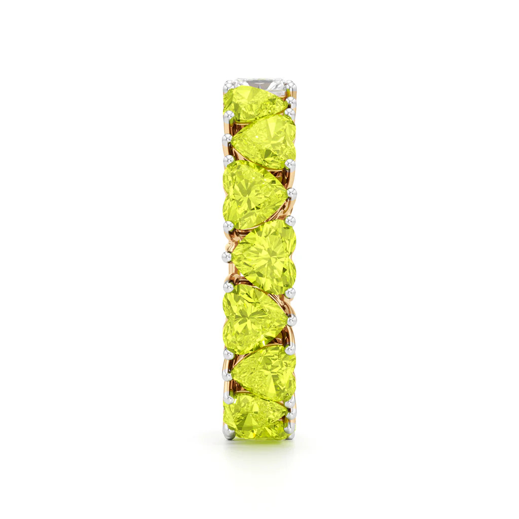 Dual-Tone Heart & Radiant Cut Eternity Band