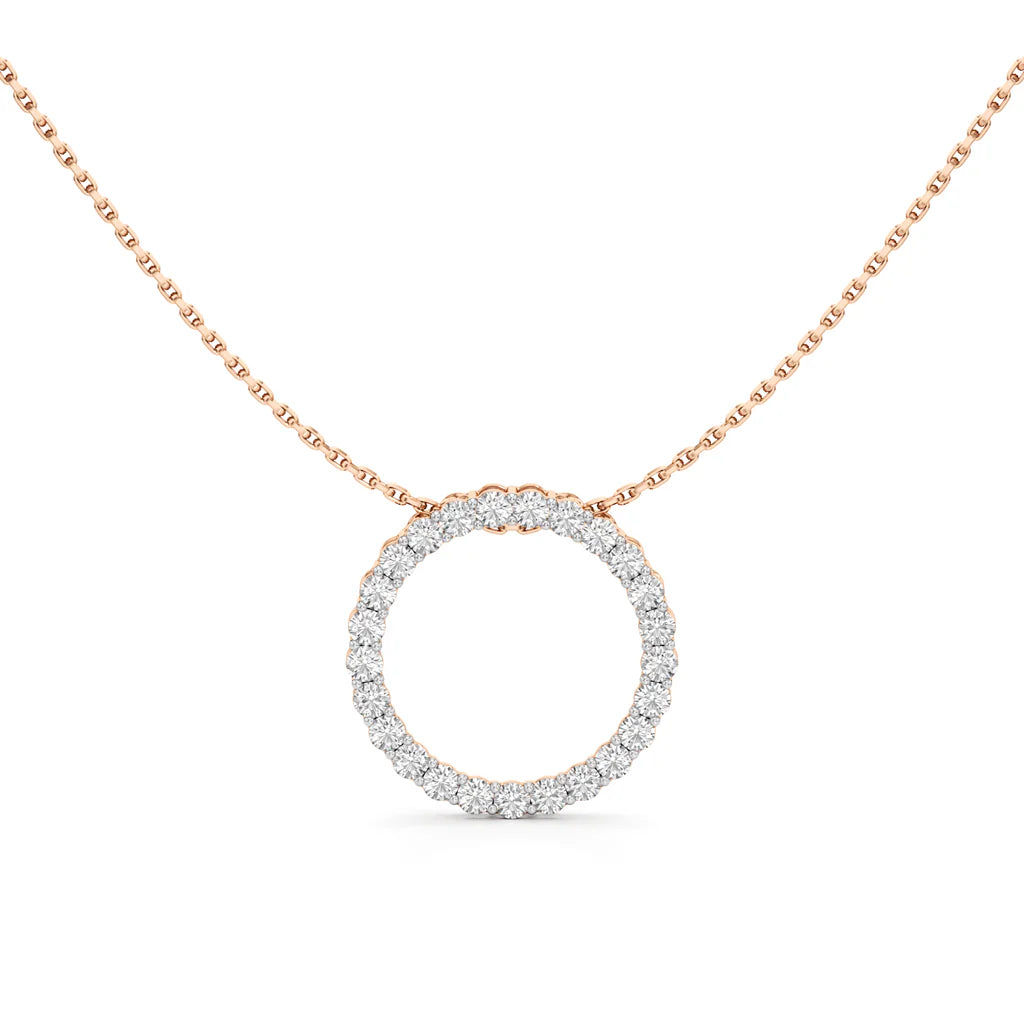 Circle Diamond Pendant Necklace