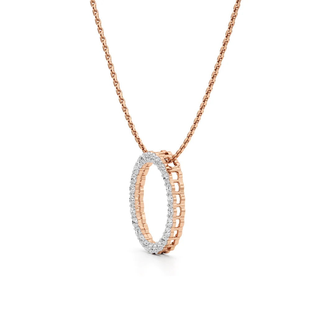 Circle Diamond Pendant Necklace