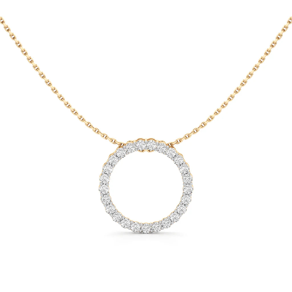 Circle Diamond Pendant Necklace