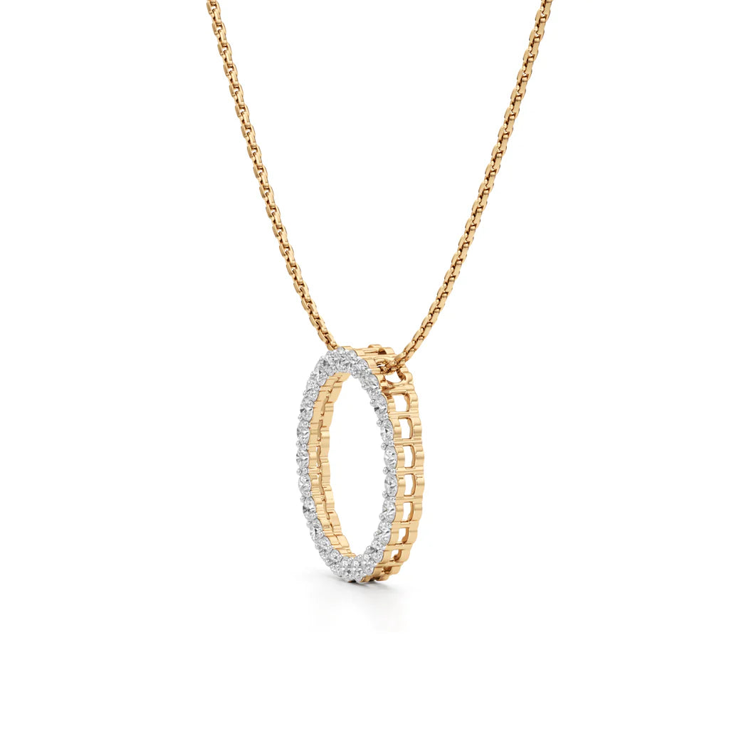 Circle Diamond Pendant Necklace