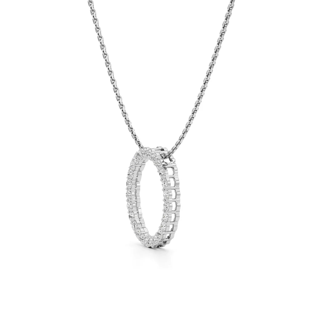 Circle Diamond Pendant Necklace
