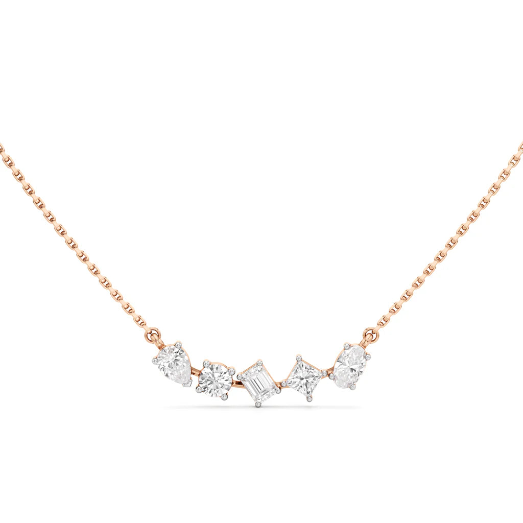 5 Cut Diamond Bar Necklace