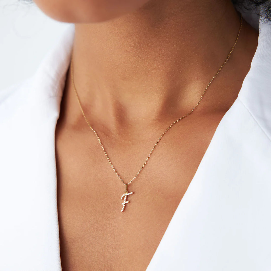 Diamond Script Initial Necklace