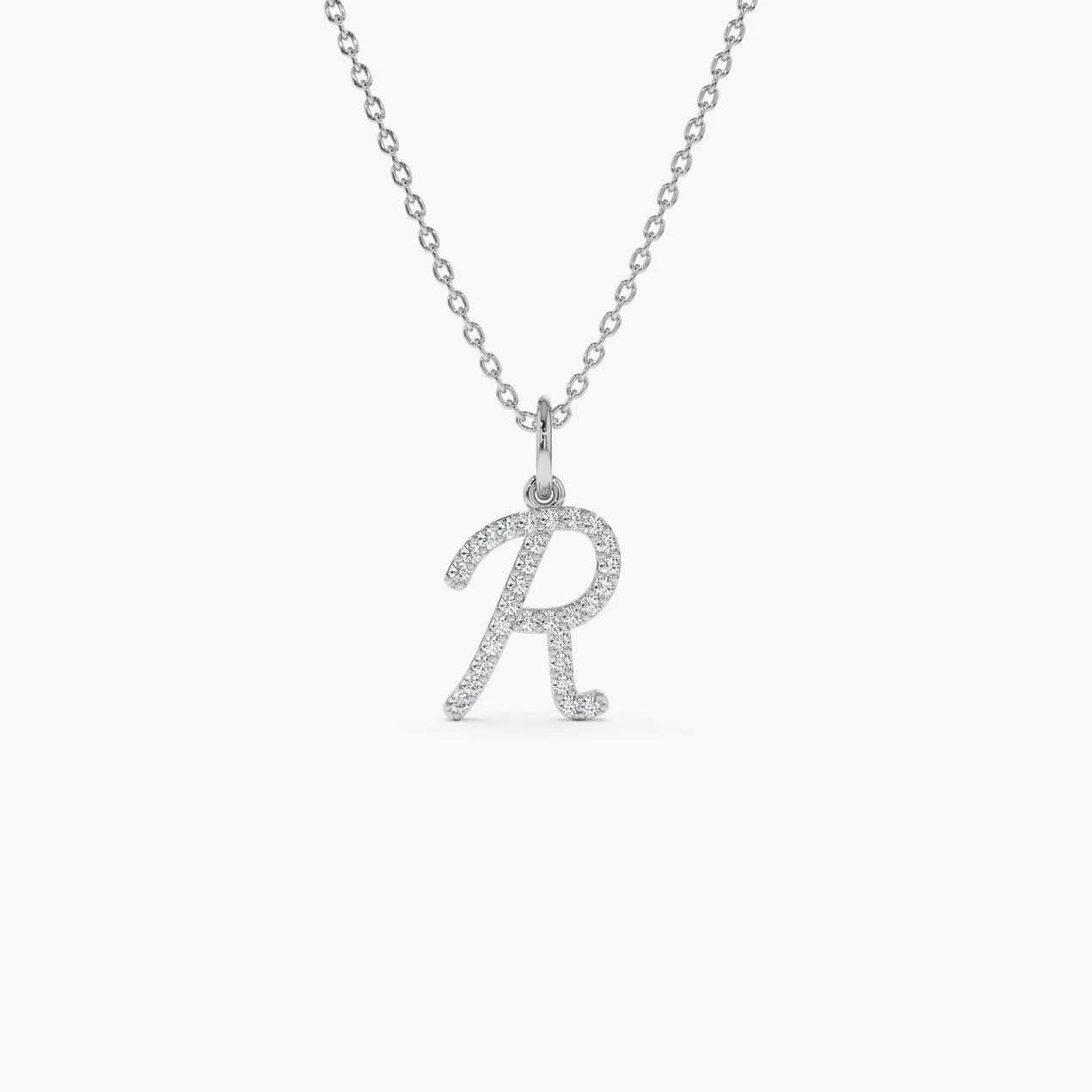 Diamond Script Initial Necklace