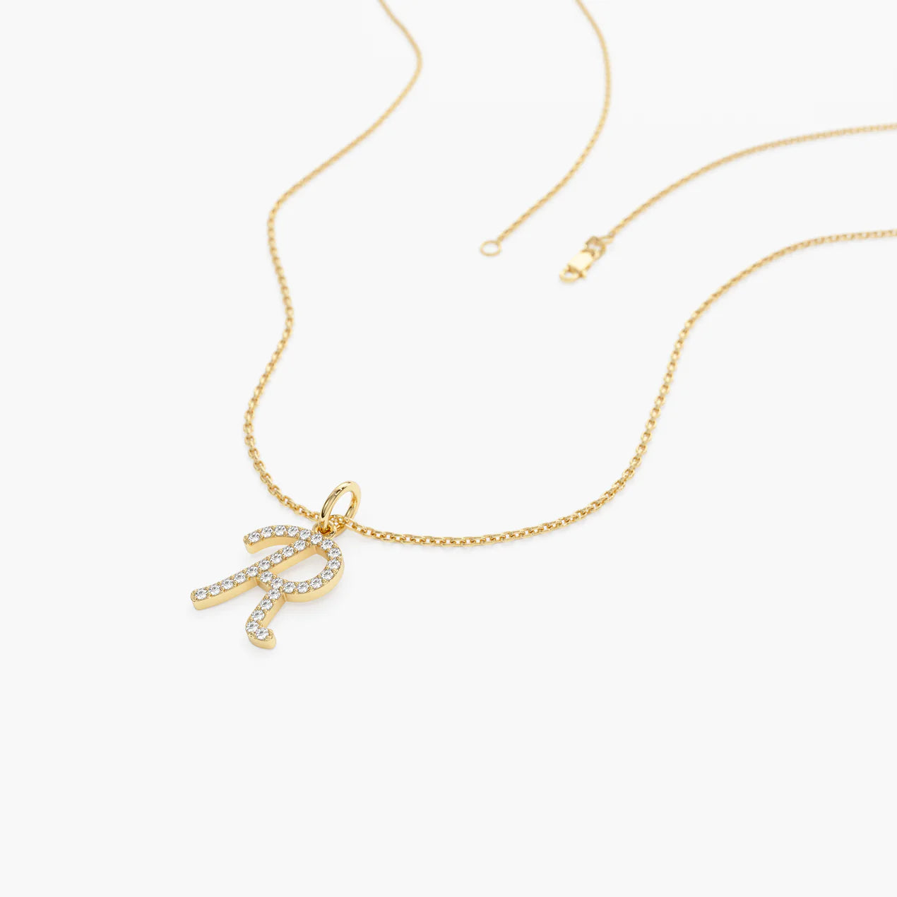 Diamond Script Initial Necklace