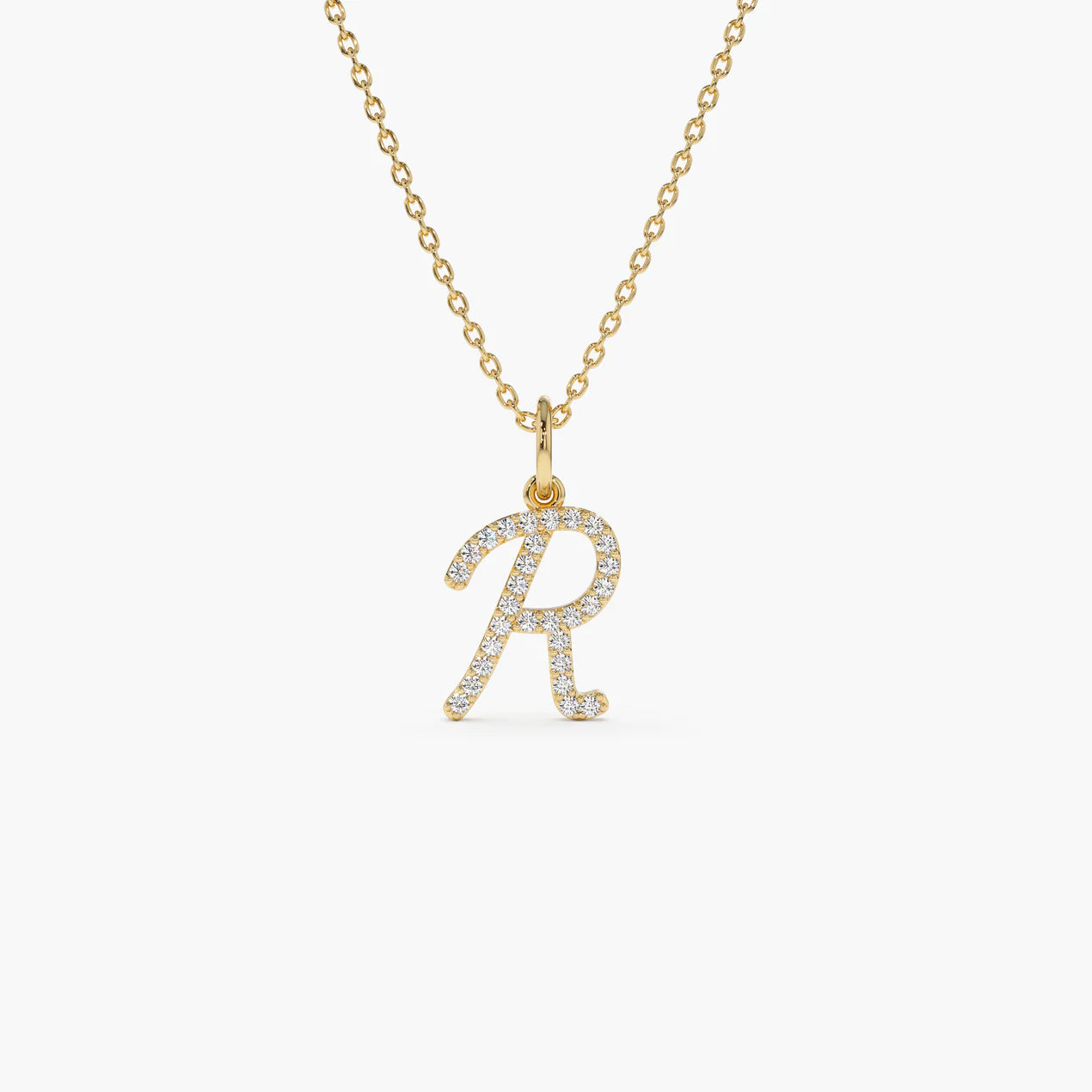 Diamond Script Initial Necklace