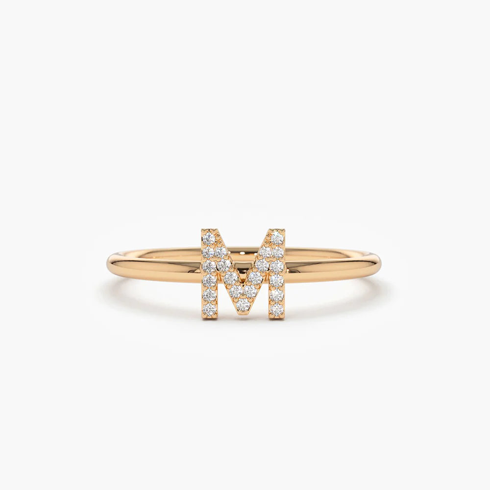 Diamond Single Initials Cuff Ring
