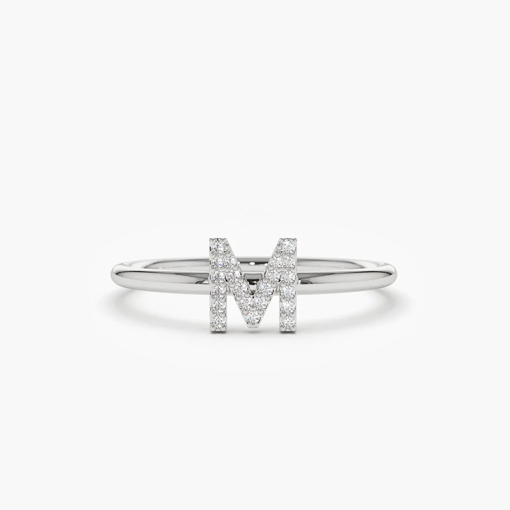 Diamond Single Initials Cuff Ring