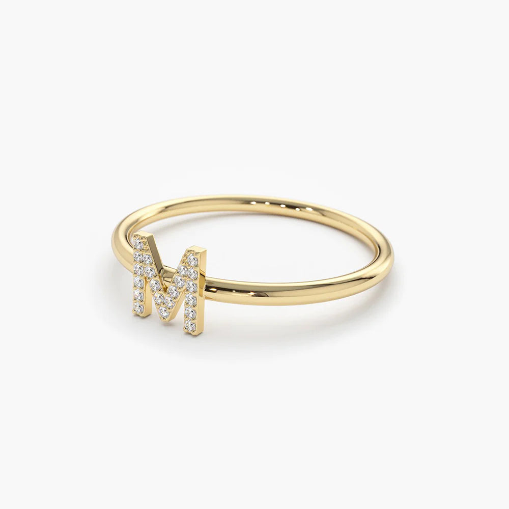 Diamond Single Initials Cuff Ring