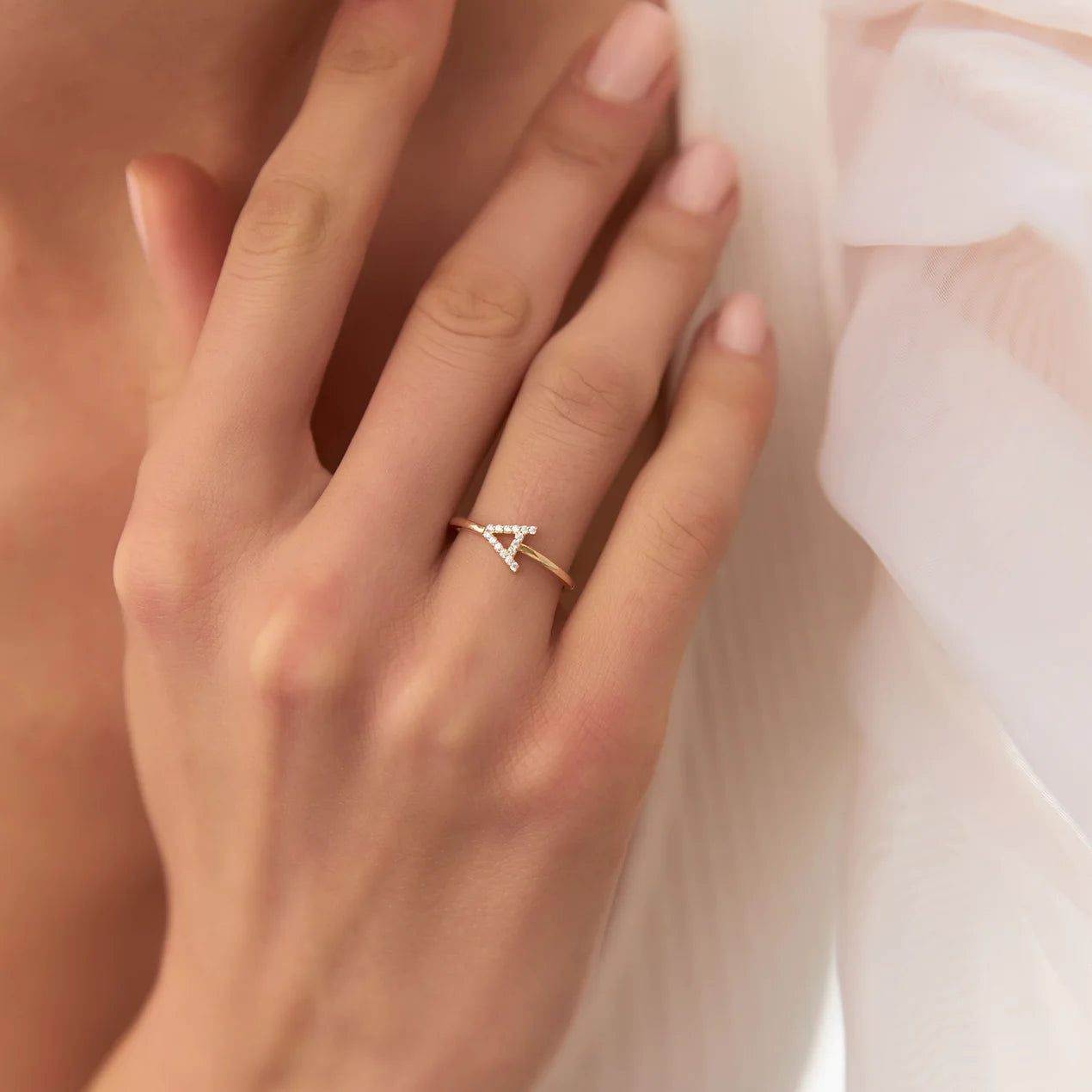 Sideways Diamond Letter Personalized Ring