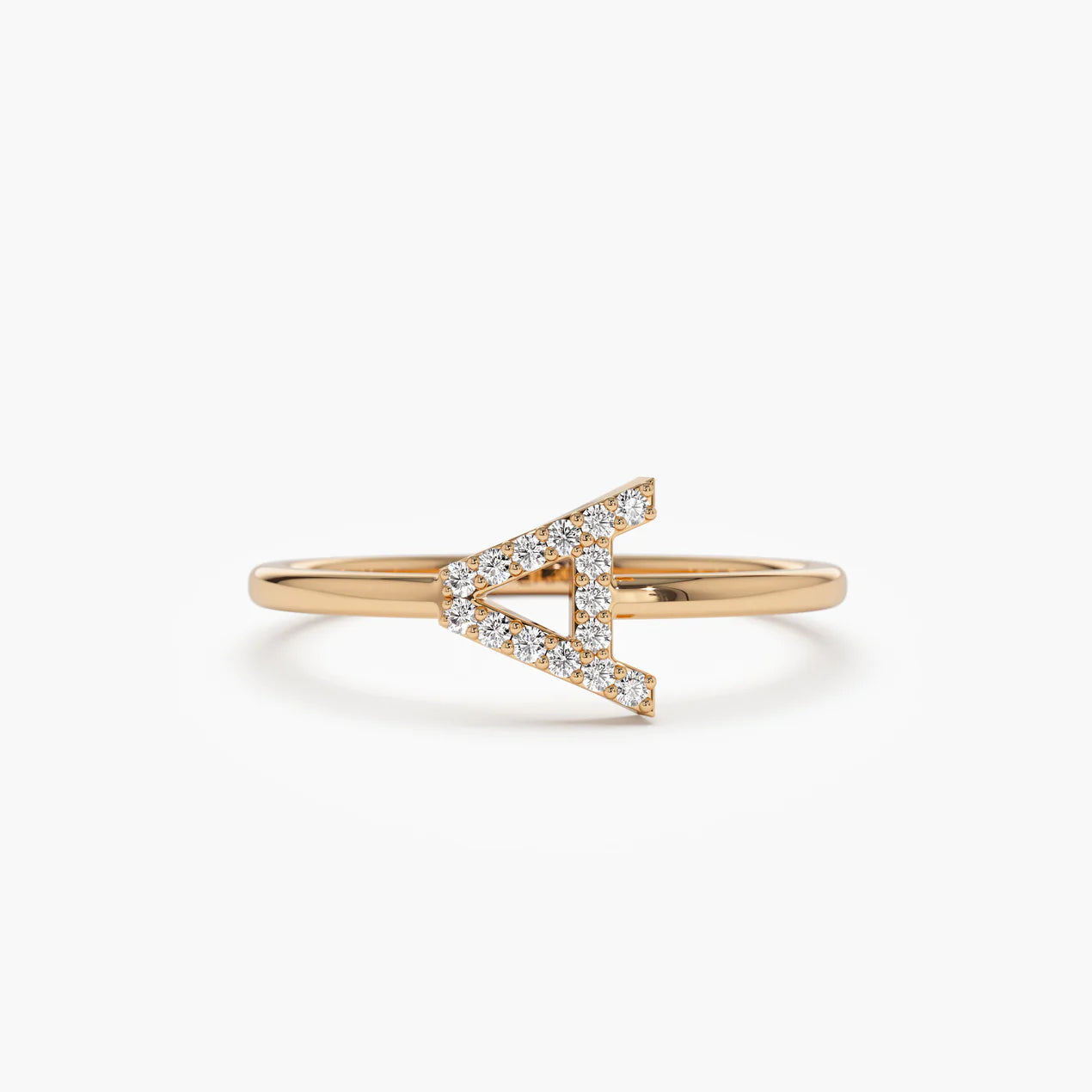 Sideways Diamond Letter Personalized Ring
