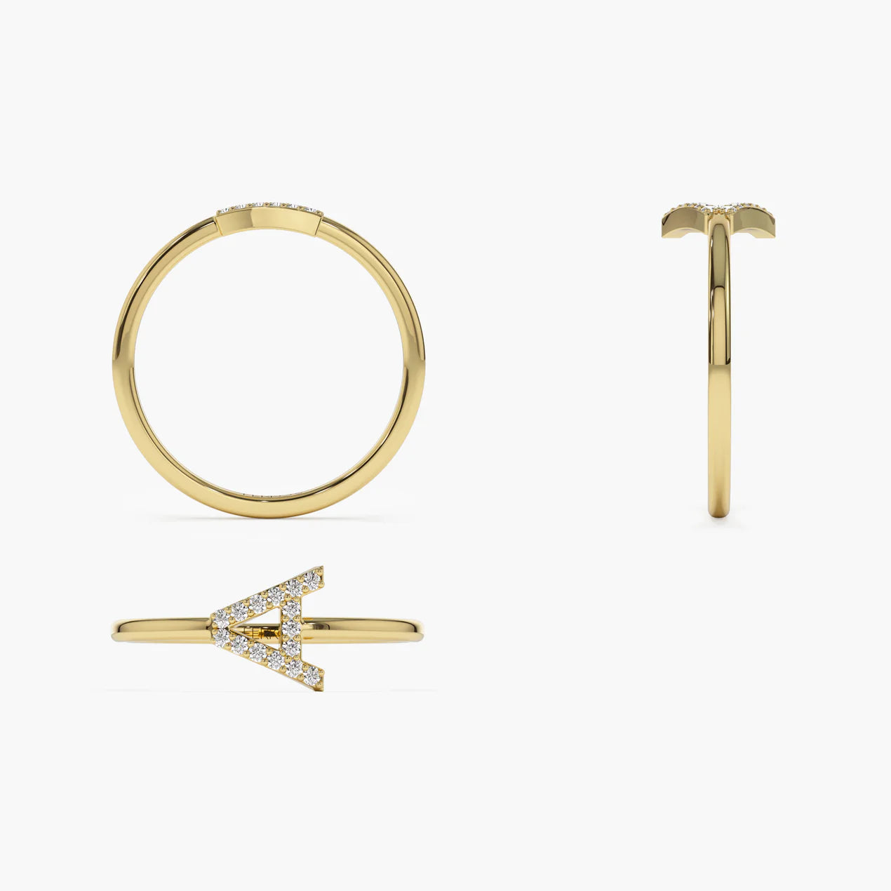 Sideways Diamond Letter Personalized Ring