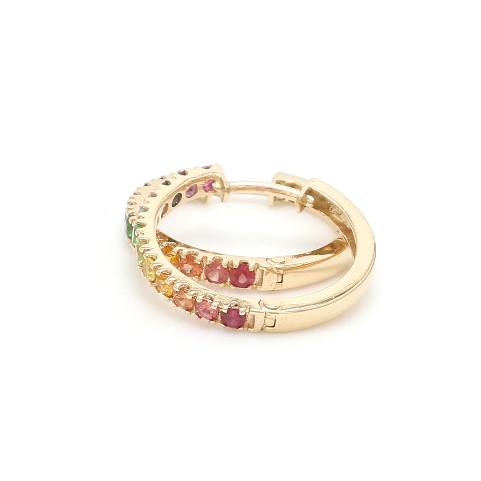 Rainbow Gemstone Mini Hoops