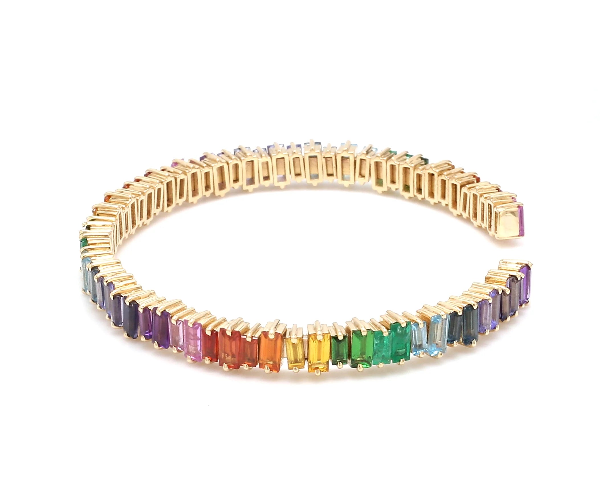 Rainbow edelsteen baguette armband