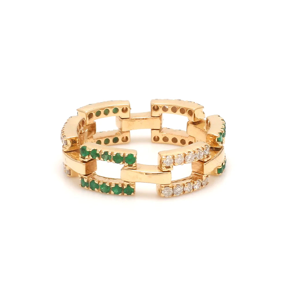 Emerald Chain Link Ring