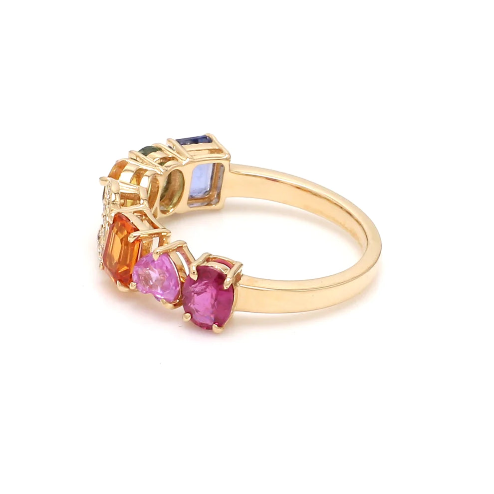 Rainbow Sapphire Initial Ring 