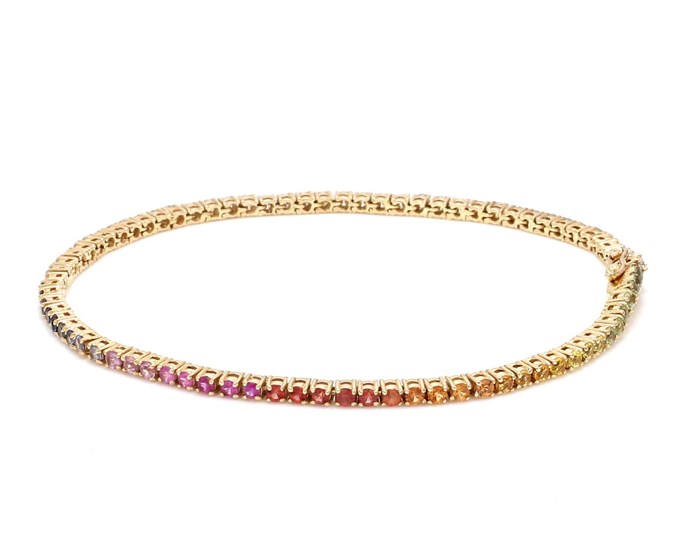 Rainbow Sapphire Half Diamond Bracelet