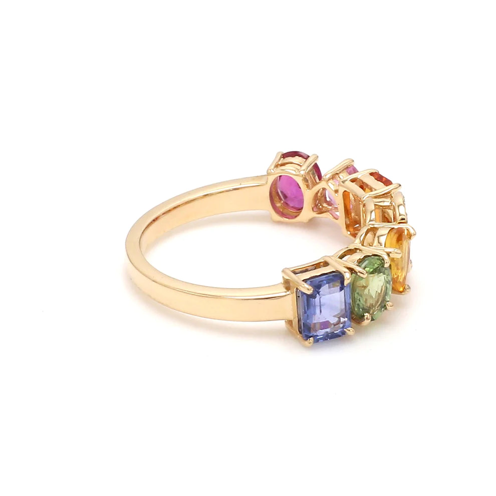 Rainbow Sapphire Initial Ring 