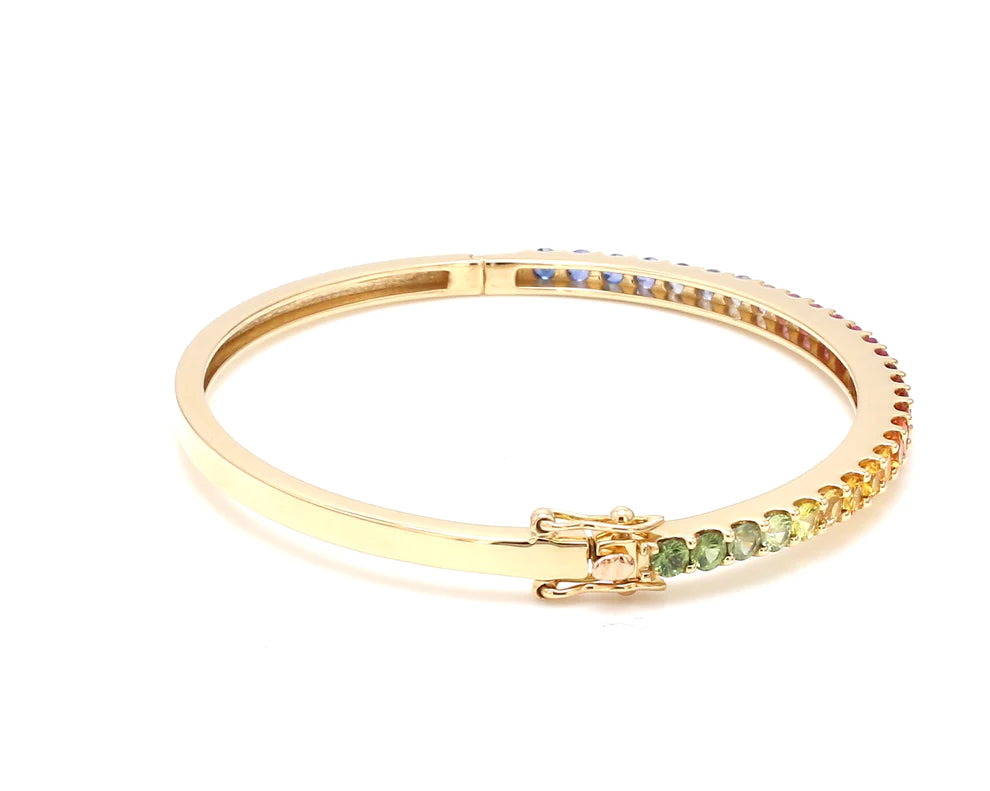 Rainbow Sapphire Round Bangle