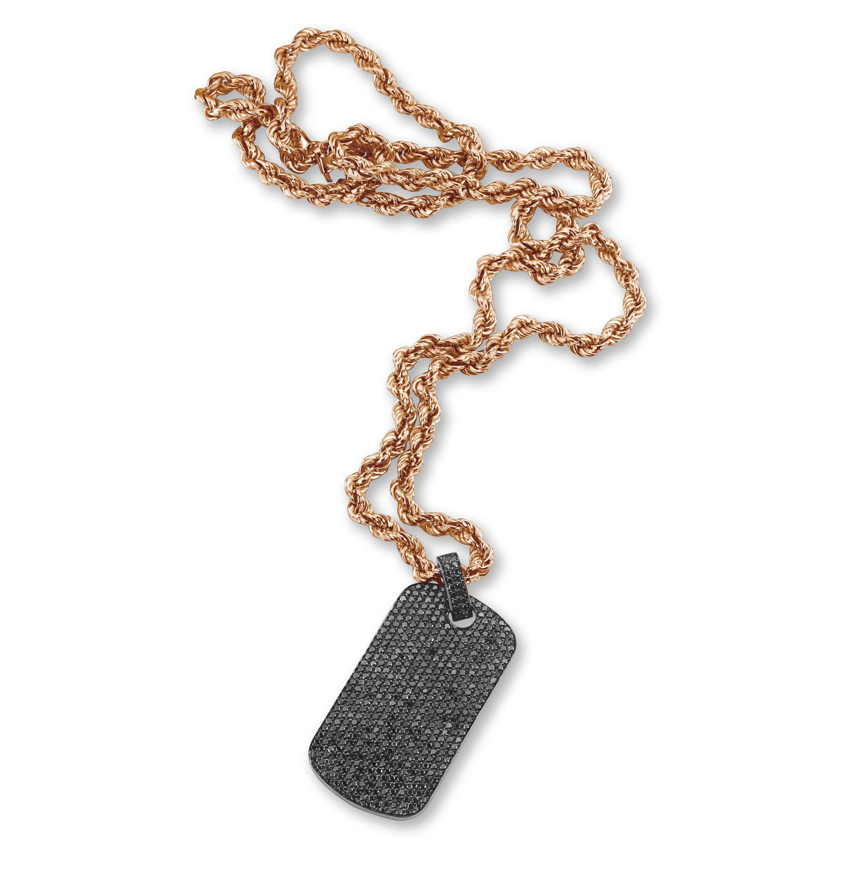 Black diamond army plate necklace