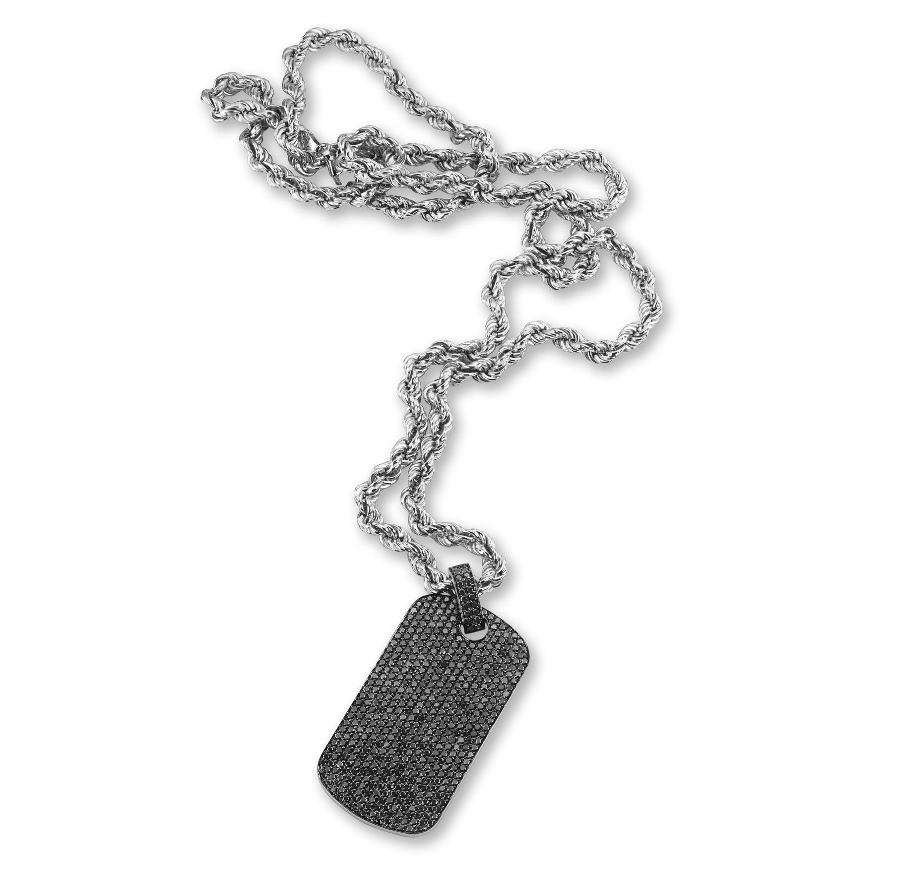 Black diamond army plate necklace