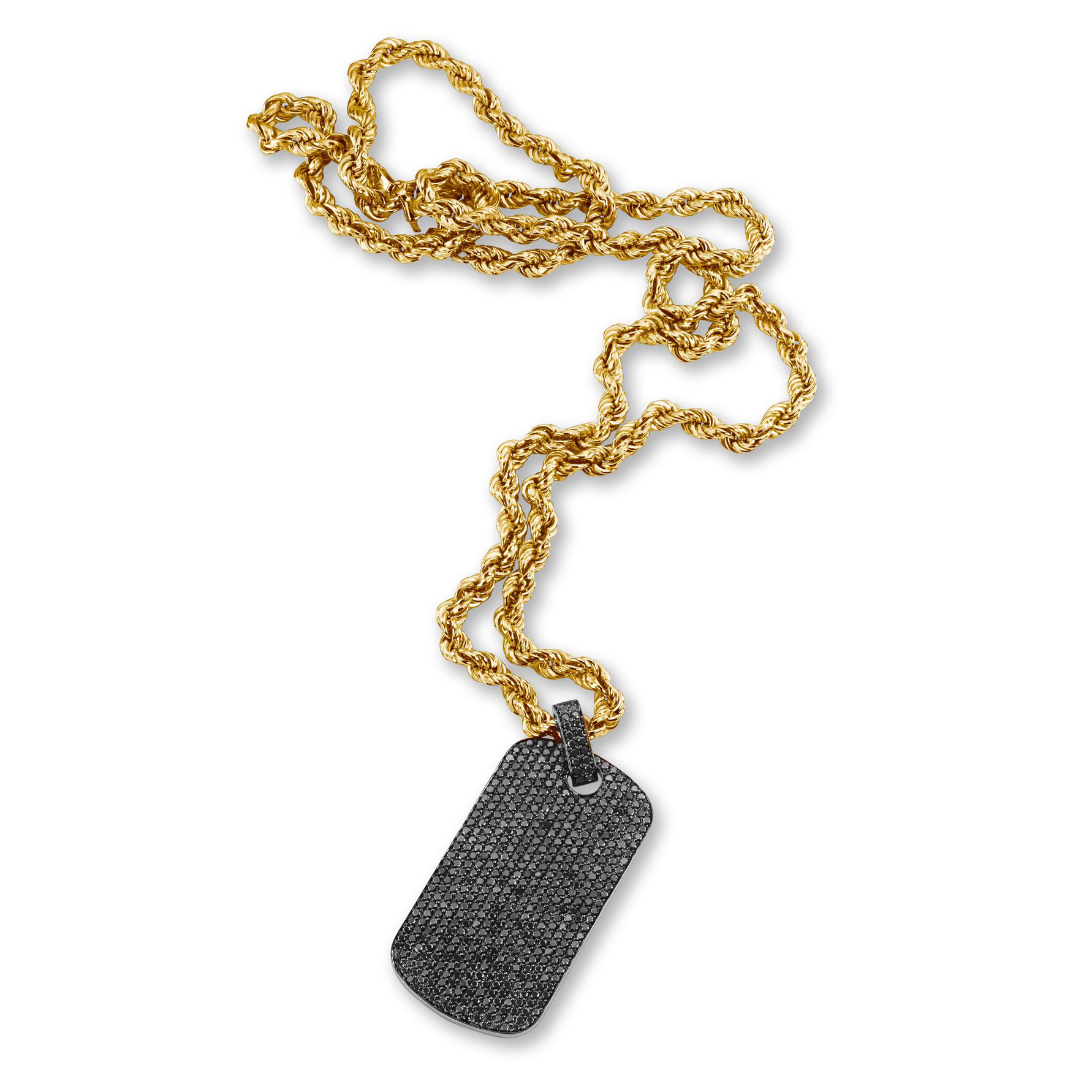 Black diamond army plate necklace