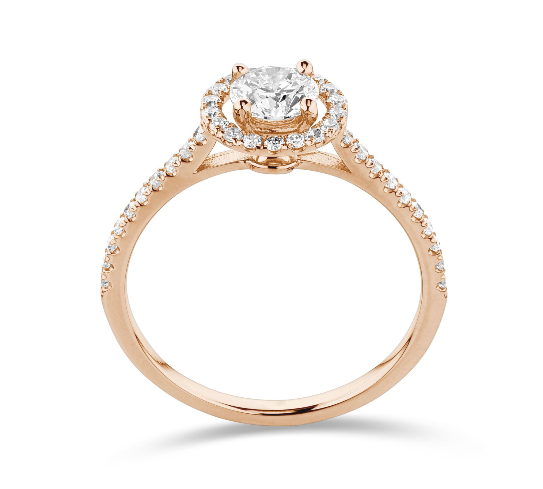 Halo diamond ring with side stones (LG)