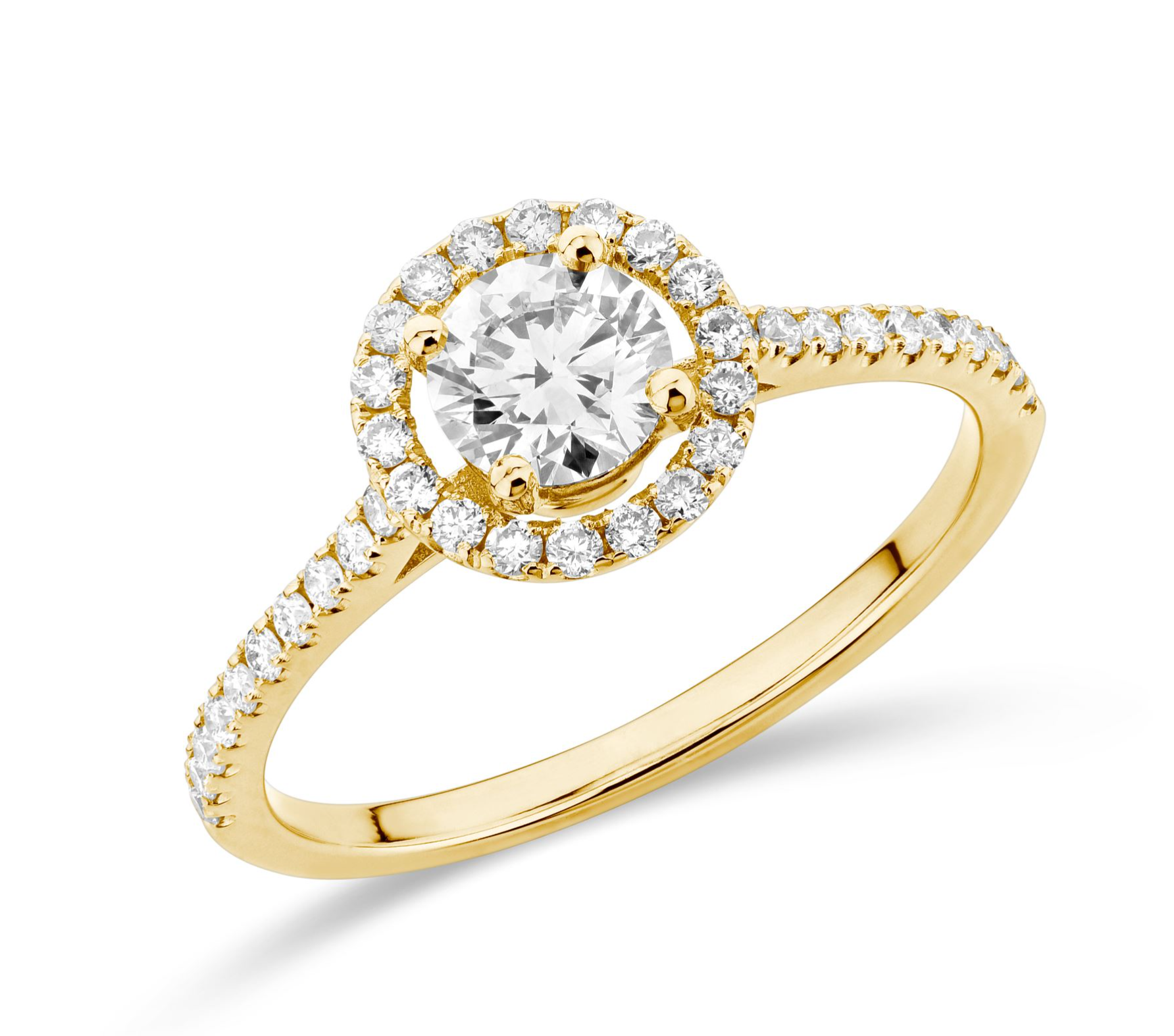 Halo diamond ring with side stones (LG)