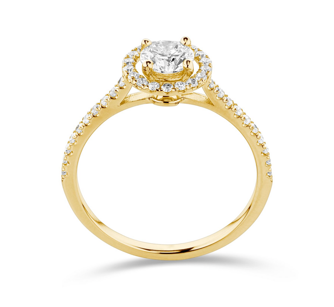 Halo diamond ring with side stones (LG)