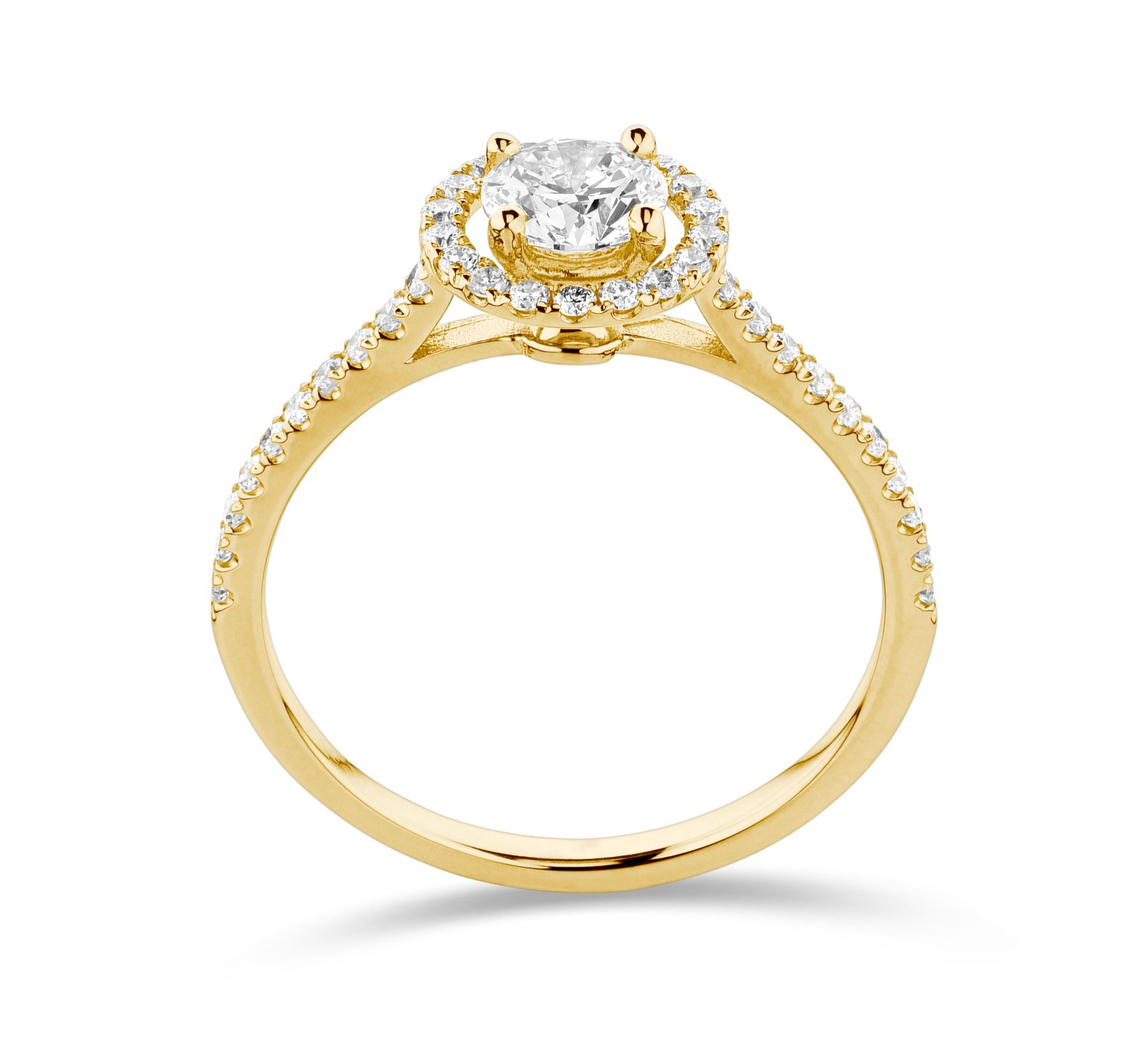 Halo diamond ring with side stones (LG)