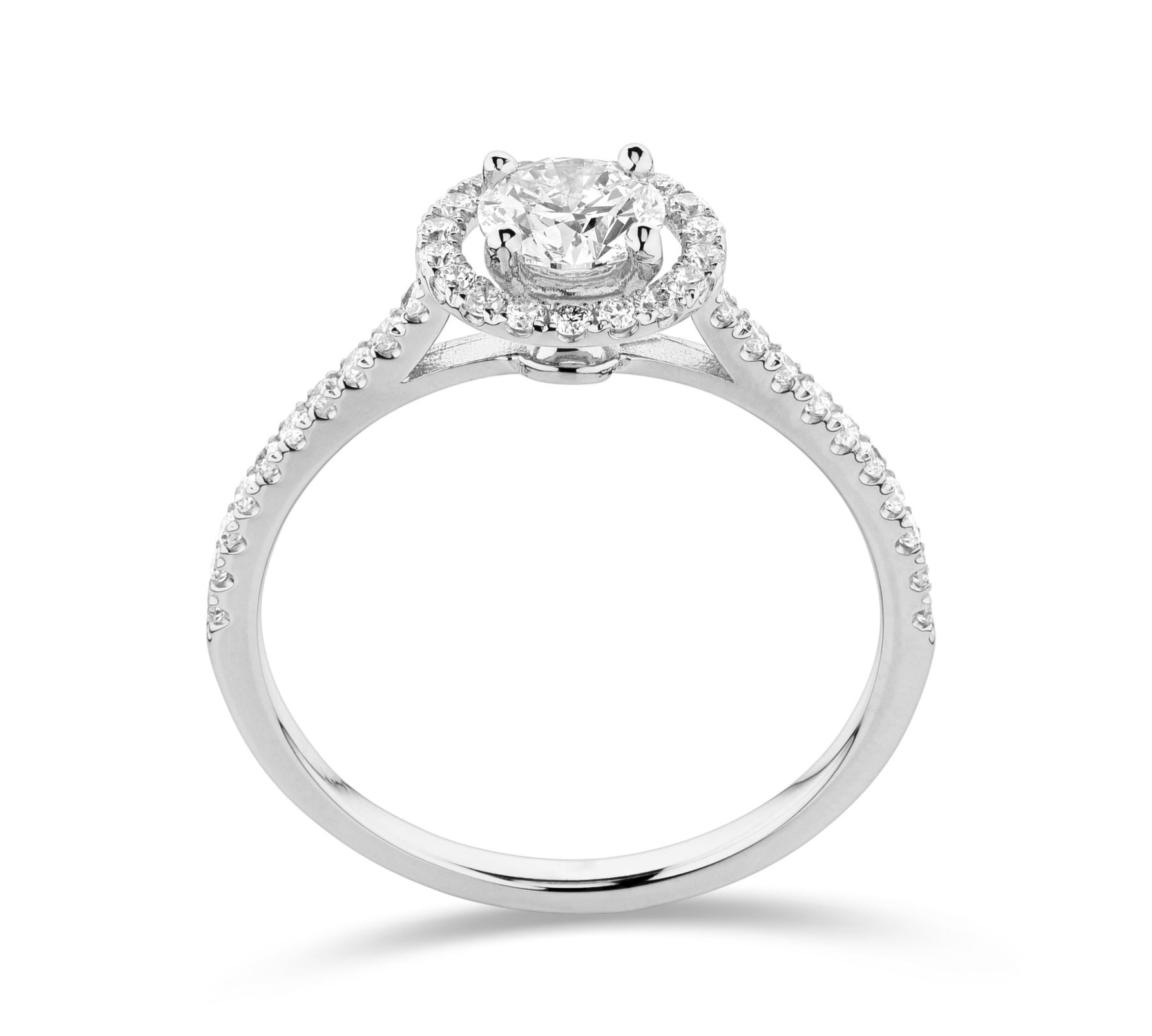 Halo diamond ring with side stones (LG)