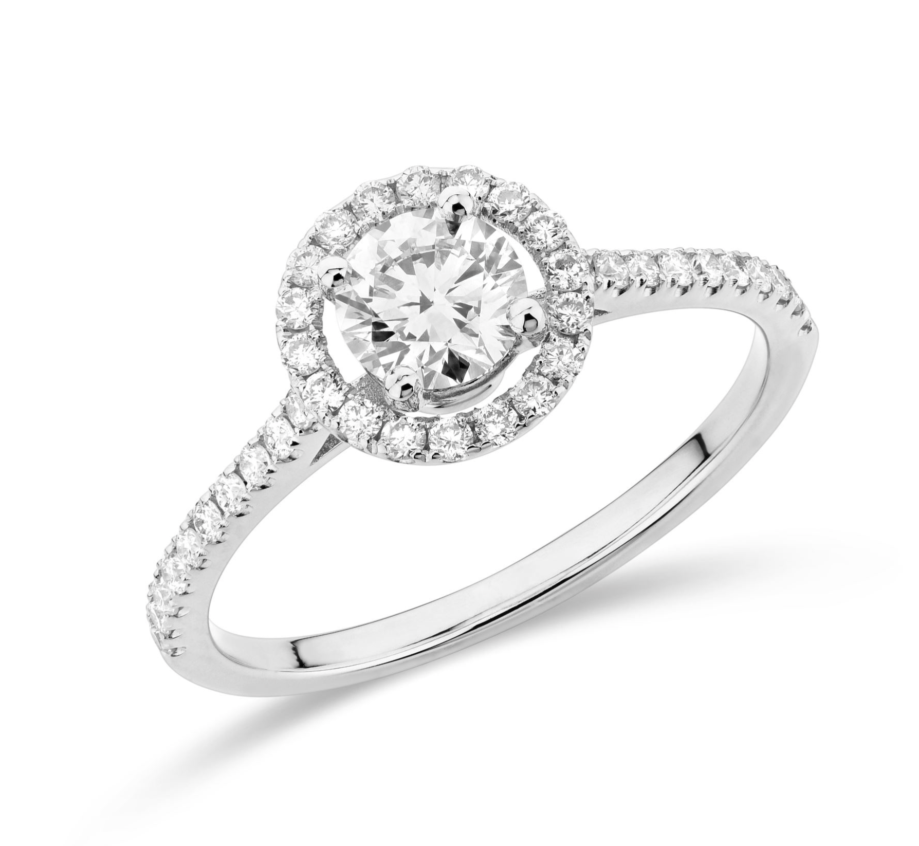 Halo diamond ring with side stones (LG)