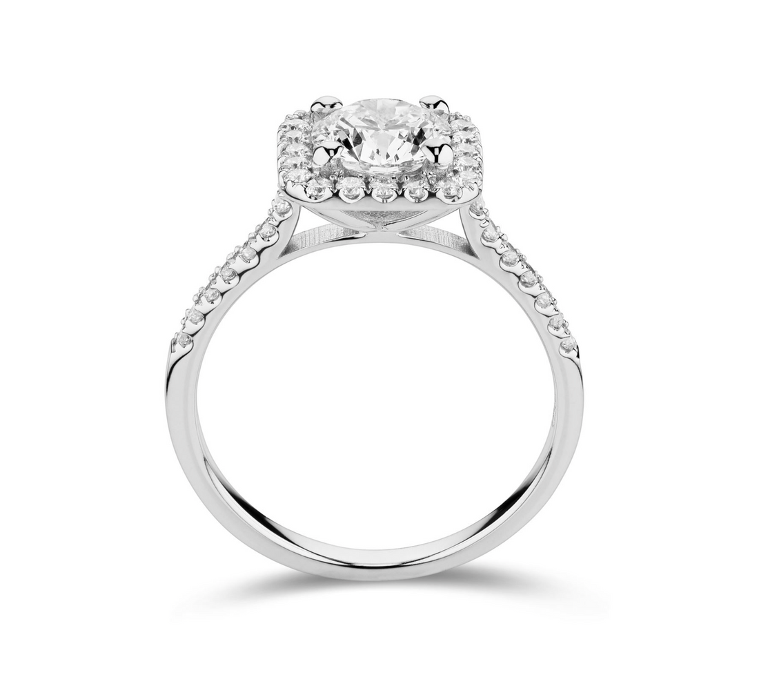 Halo emerald 1ct diamond ring
