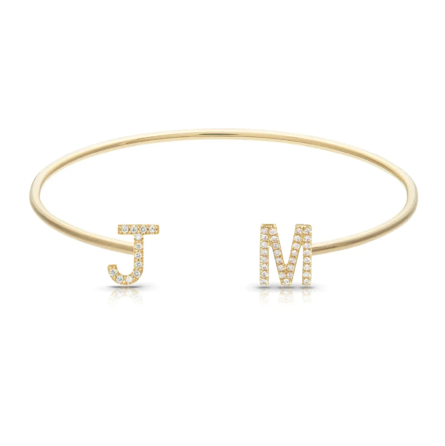 Diamond Initials Cuff Bangle