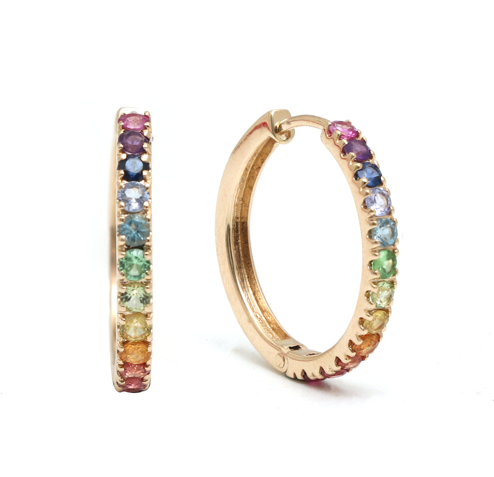 Rainbow Gemstone Mini Hoops