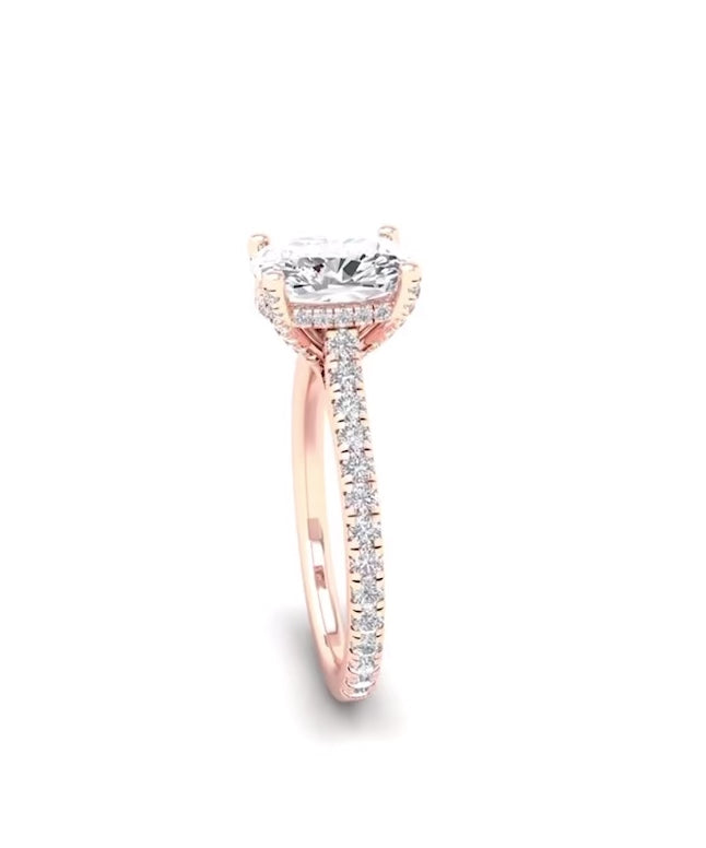 CUSHION ACCENTED HIDDEN HALO RING