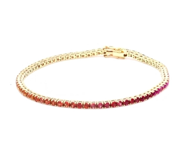 Rainbow Sapphire 2MM Bracelet (Single Rainbow)