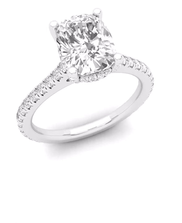 CUSHION ACCENTED HIDDEN HALO RING