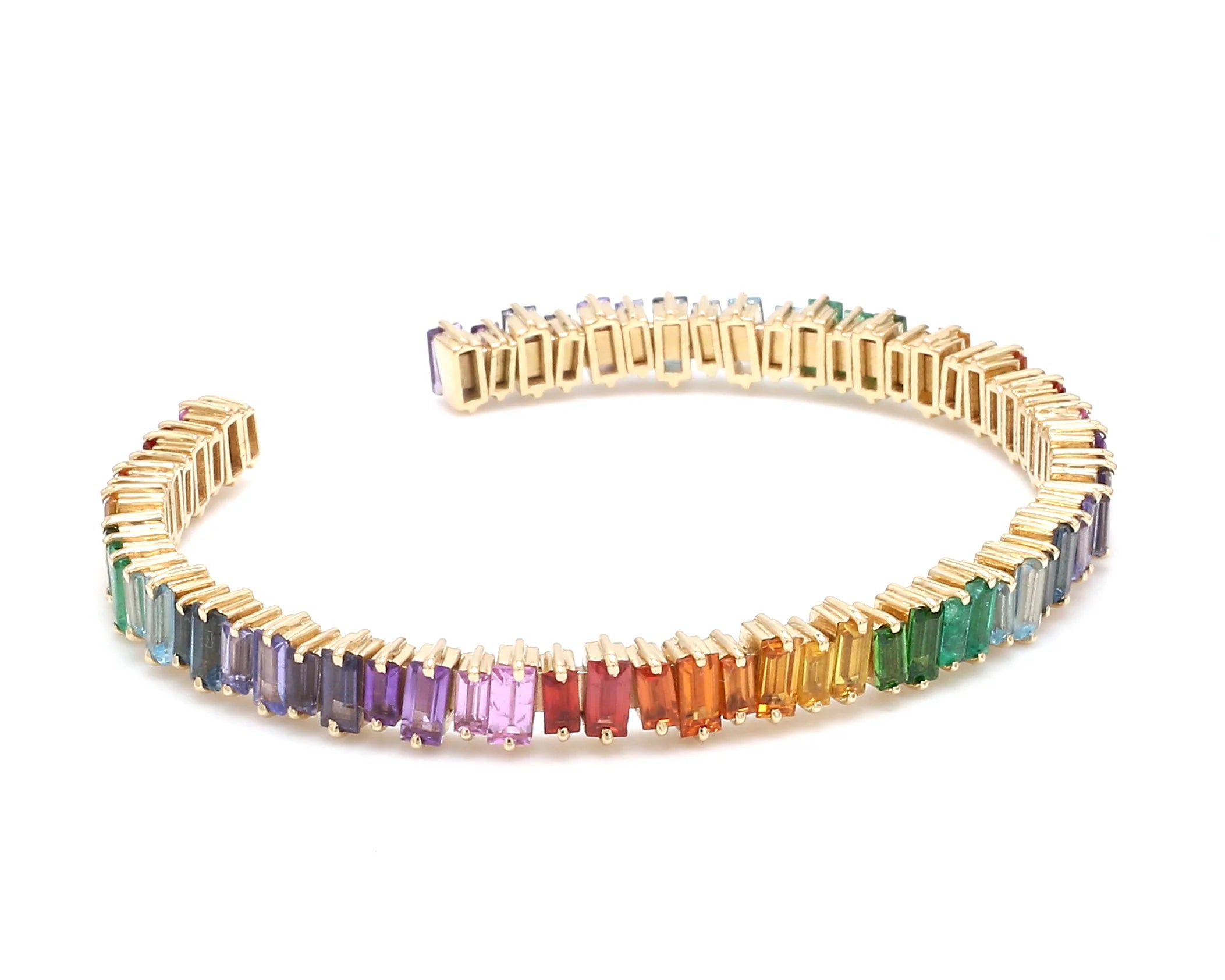 Rainbow edelsteen baguette armband