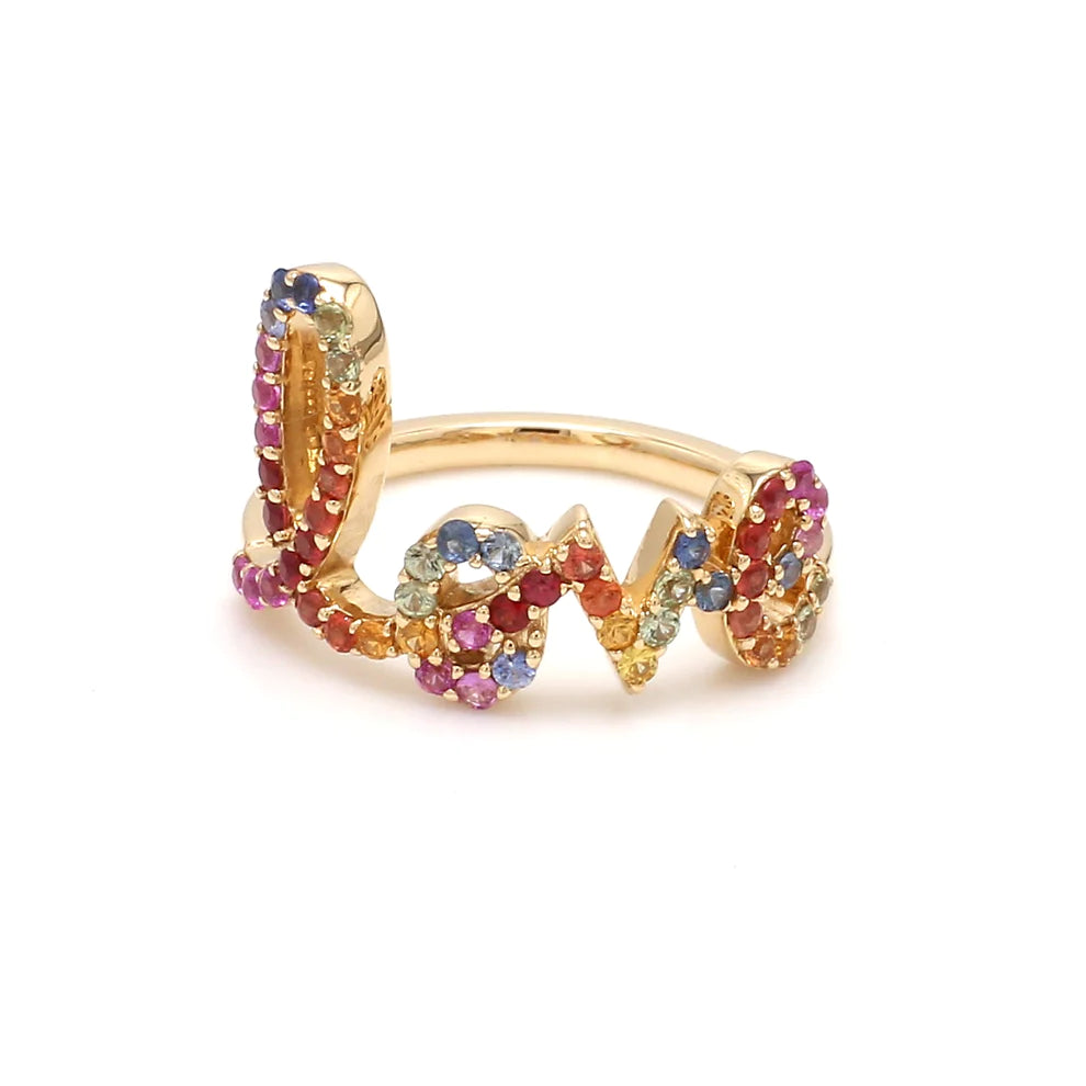 Rainbow Sapphire Love Ring