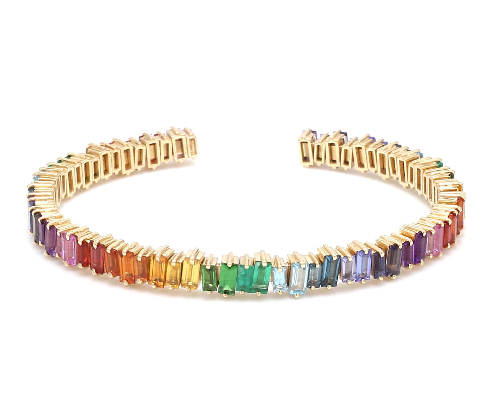 Rainbow edelsteen baguette armband