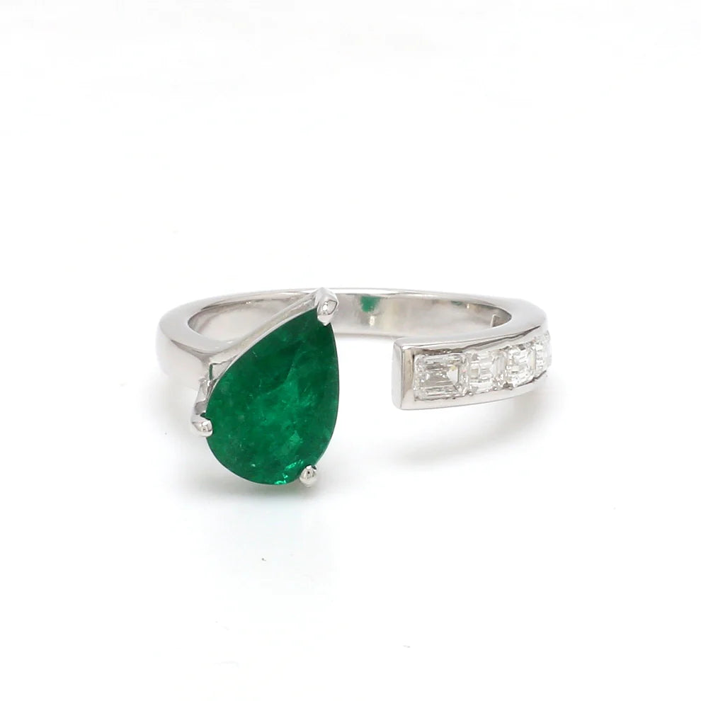 Emerald Pear Cut Ring