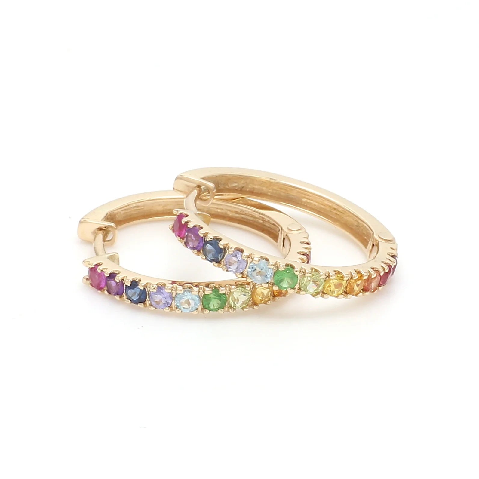 Rainbow Gemstone Mini Hoops